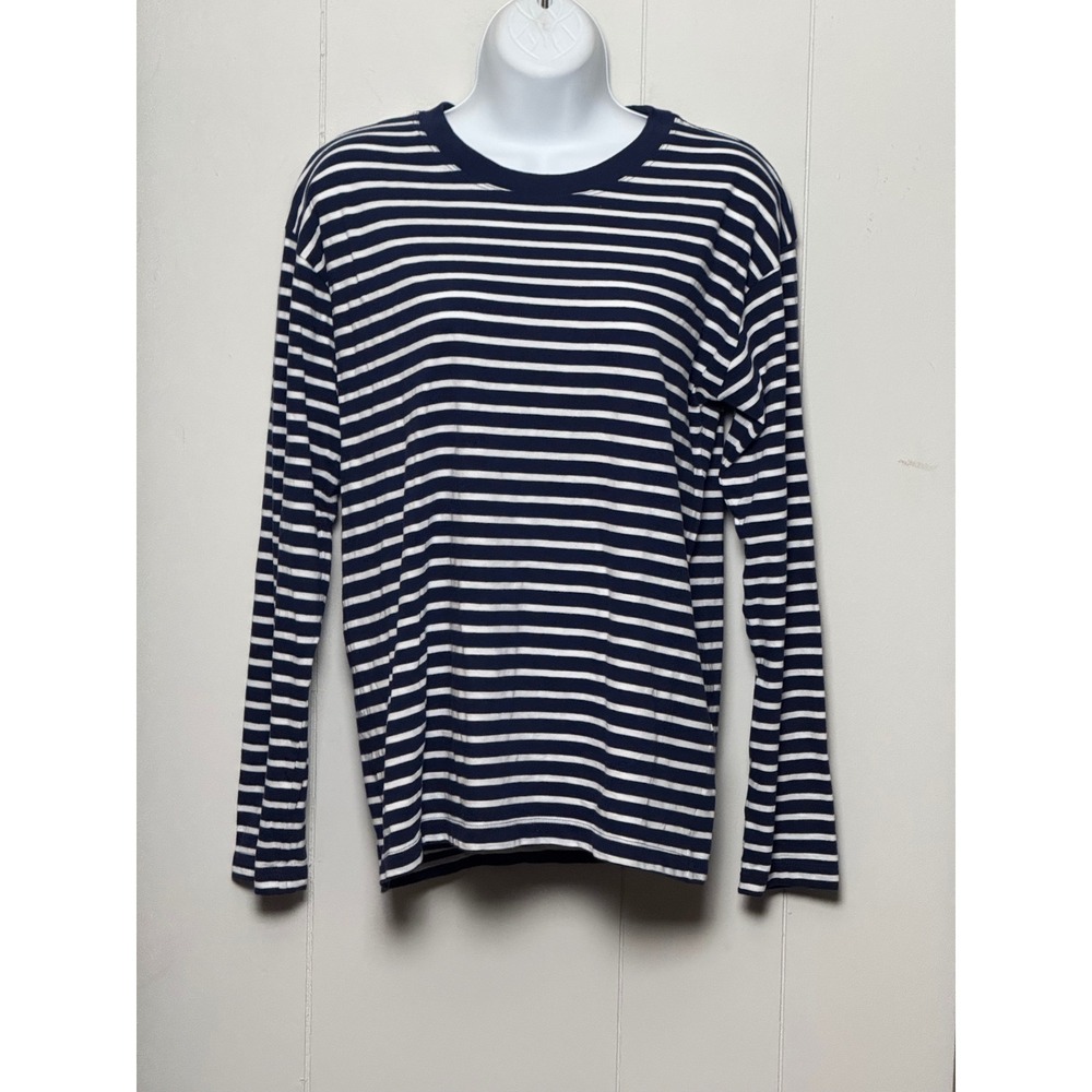 J.Crew Women's Navy Blue White Striped Long Sleeve Cotton T-Shirt Size XS